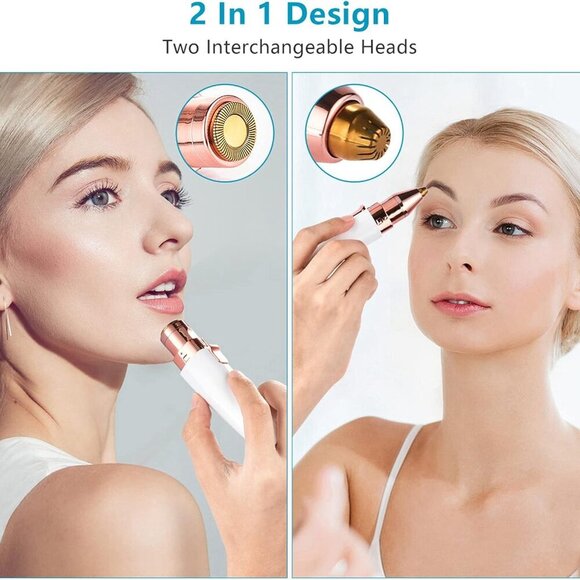 Facial Hair Remover for Women,Nose Hair Trimmer Rechargeable 2-1 Eyebrow Razor P - Picture 6 of 6
